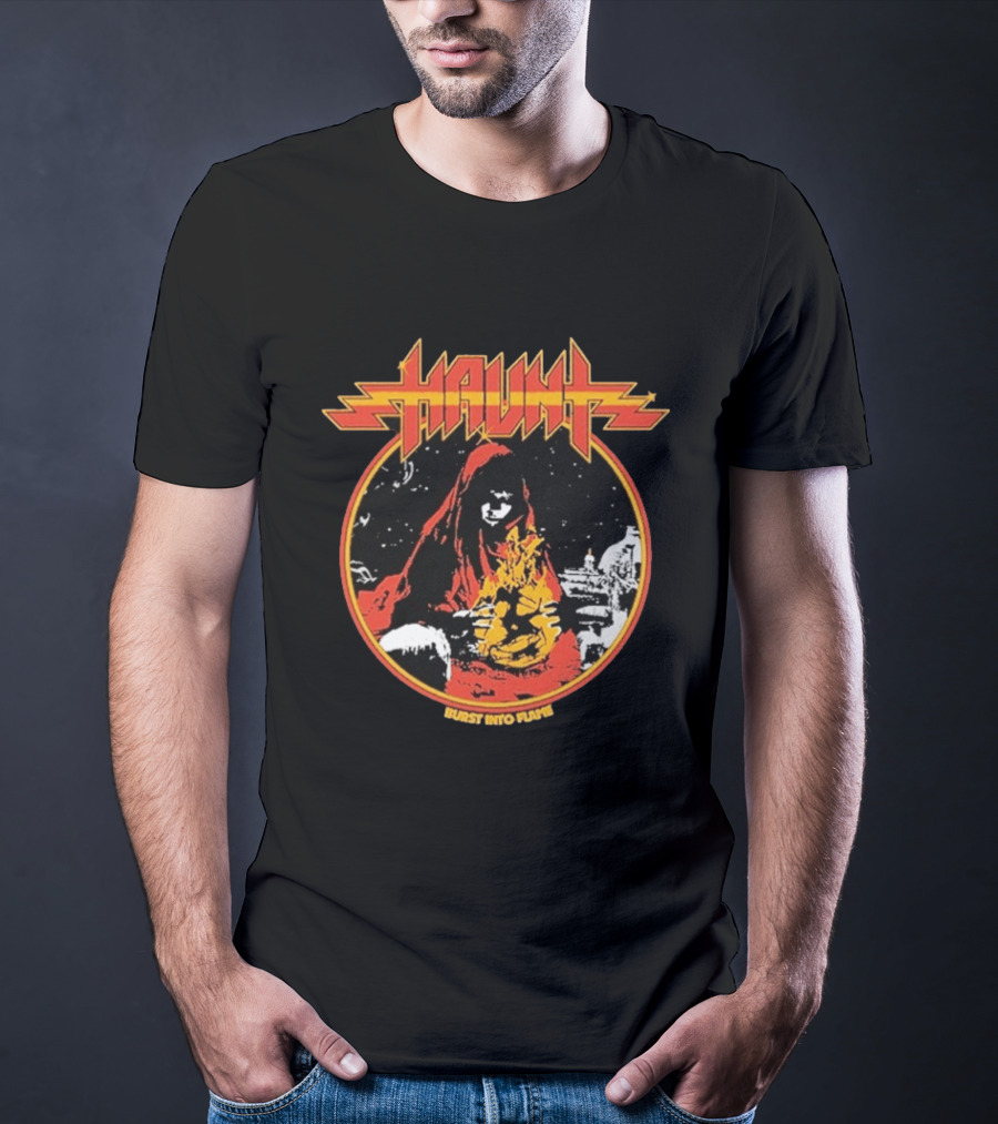 Haunt Burst Into Flame Hooded Figure With Flames T-Shirt