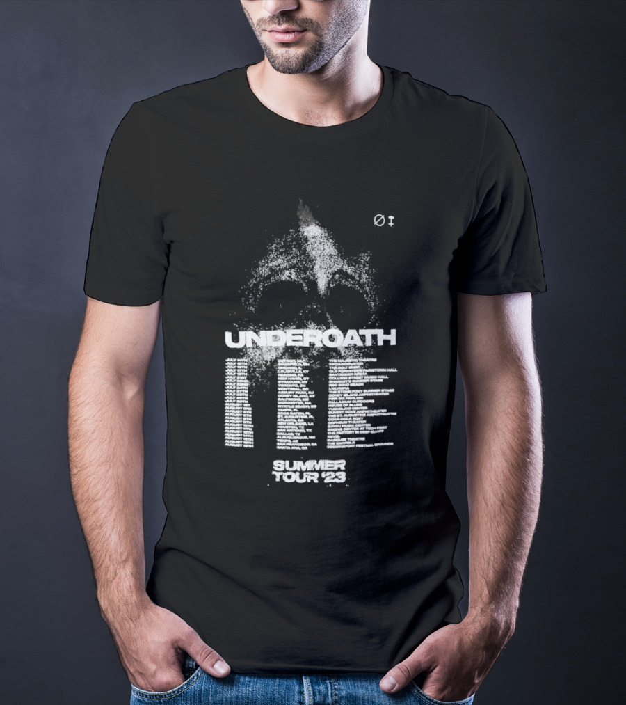 Underoath Summer Tour 2023 Skull With Flame And Spine T-Shirt