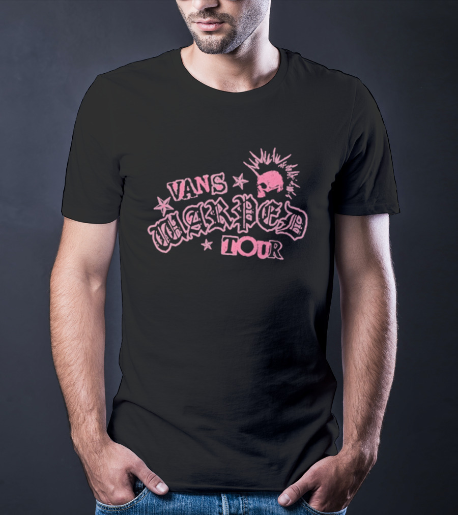 Vans Warped Tour Pink Punk Mohawk Stars T-Shirt