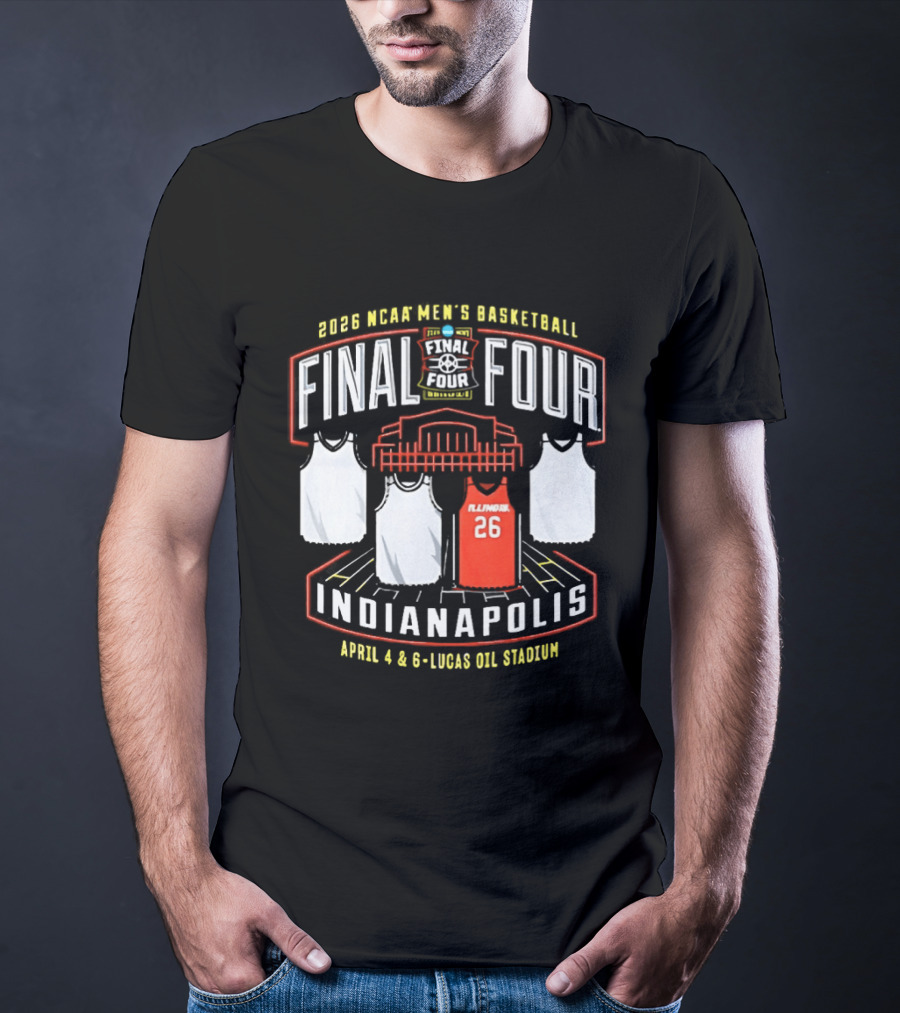 Illinois Fighting Illini NCAA Men's Basketball 2026 Final Four Indianapolis April 4 And 6 Lucas Oil Stadium T-Shirt