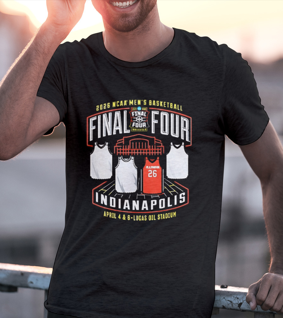Illinois Fighting Illini NCAA Men's Basketball 2026 Final Four Indianapolis April 4 And 6 Lucas Oil Stadium T-Shirt