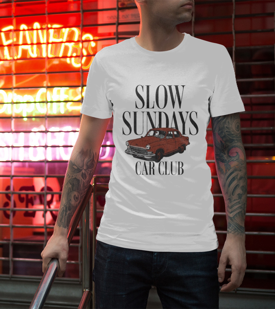 Slow Sundays Car Club Vintage Red Classic Car T-Shirt