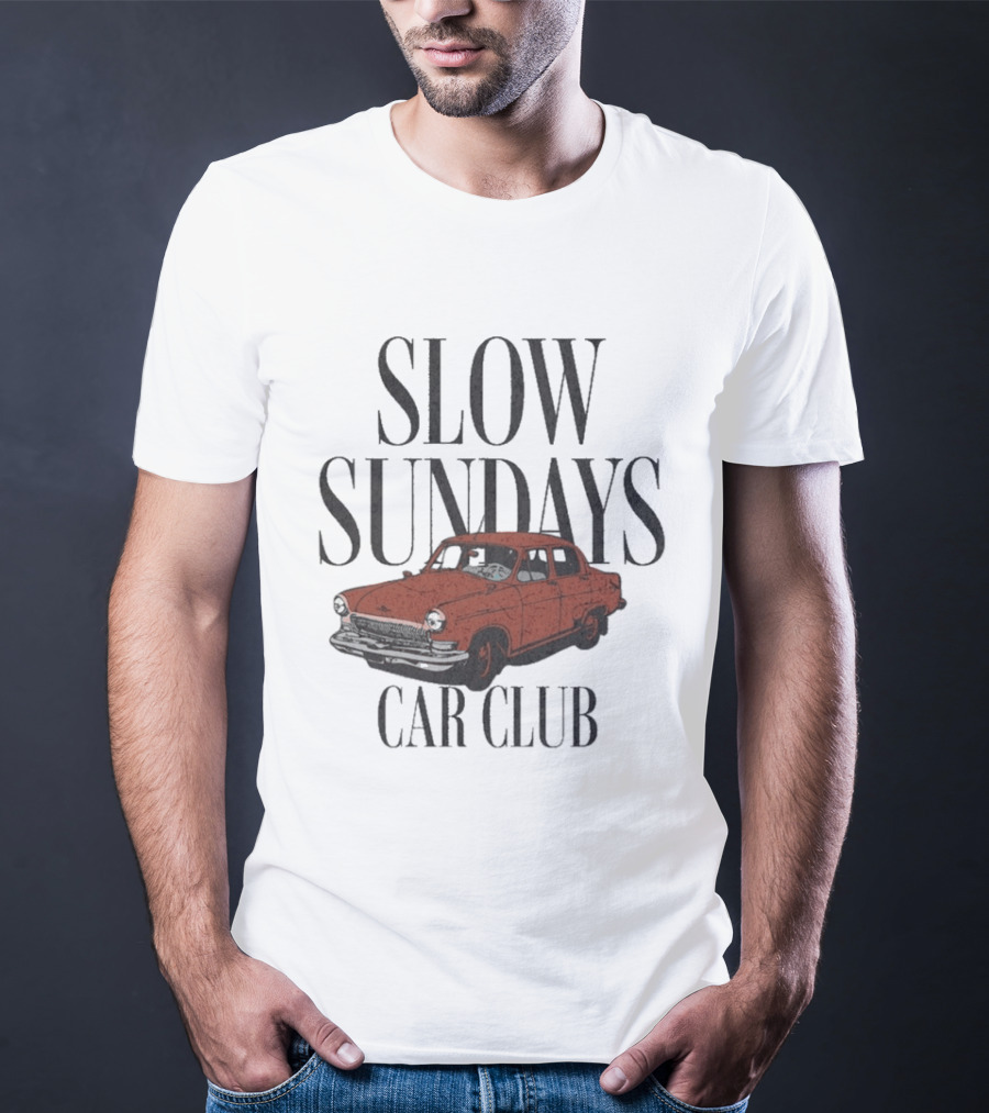 Slow Sundays Car Club Vintage Red Classic Car T-Shirt