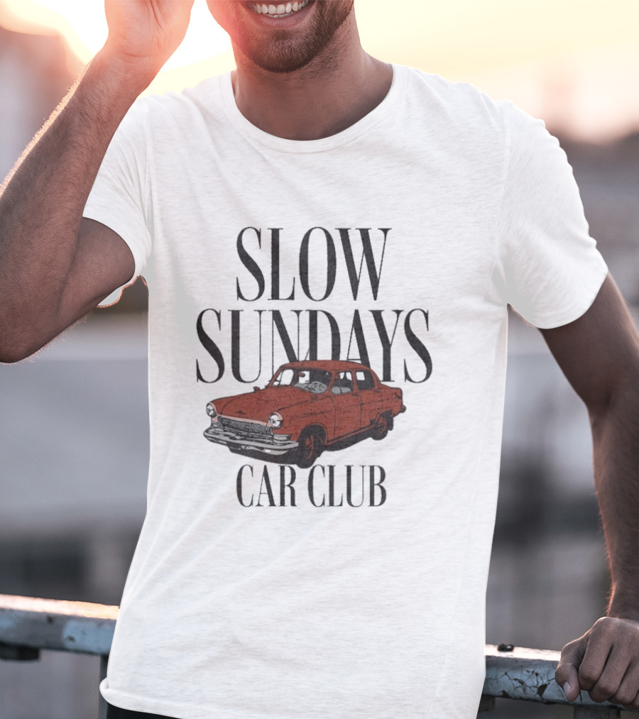Slow Sundays Car Club Vintage Red Classic Car T-Shirt