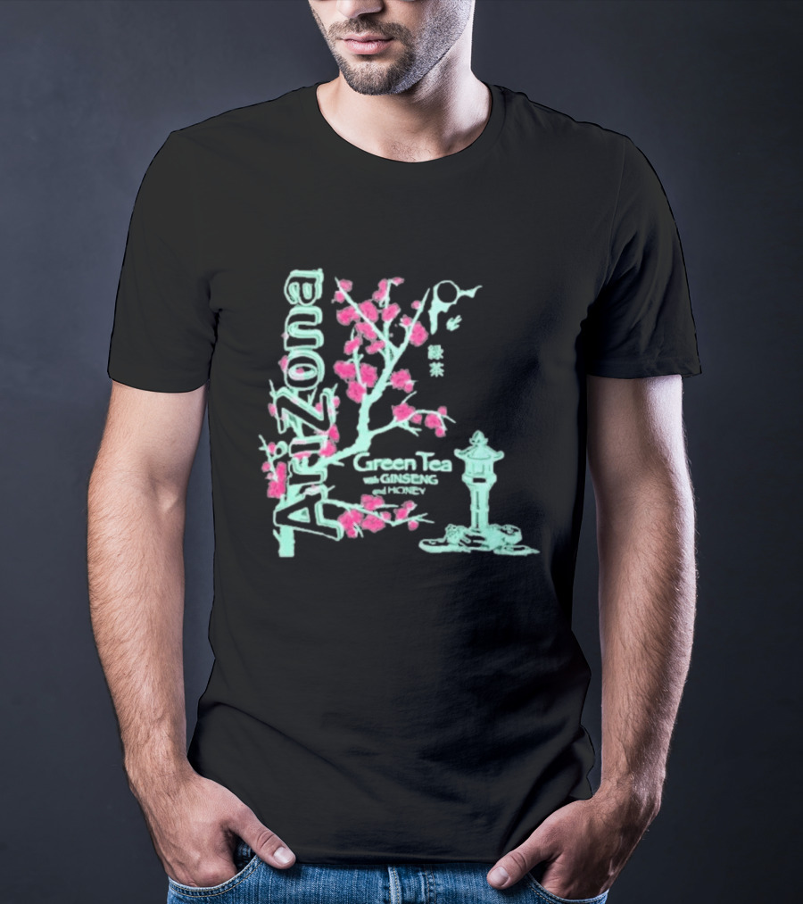 Arizona Beverages Green Tea With Ginseng Cherry Blossom Lantern Scene T-Shirt