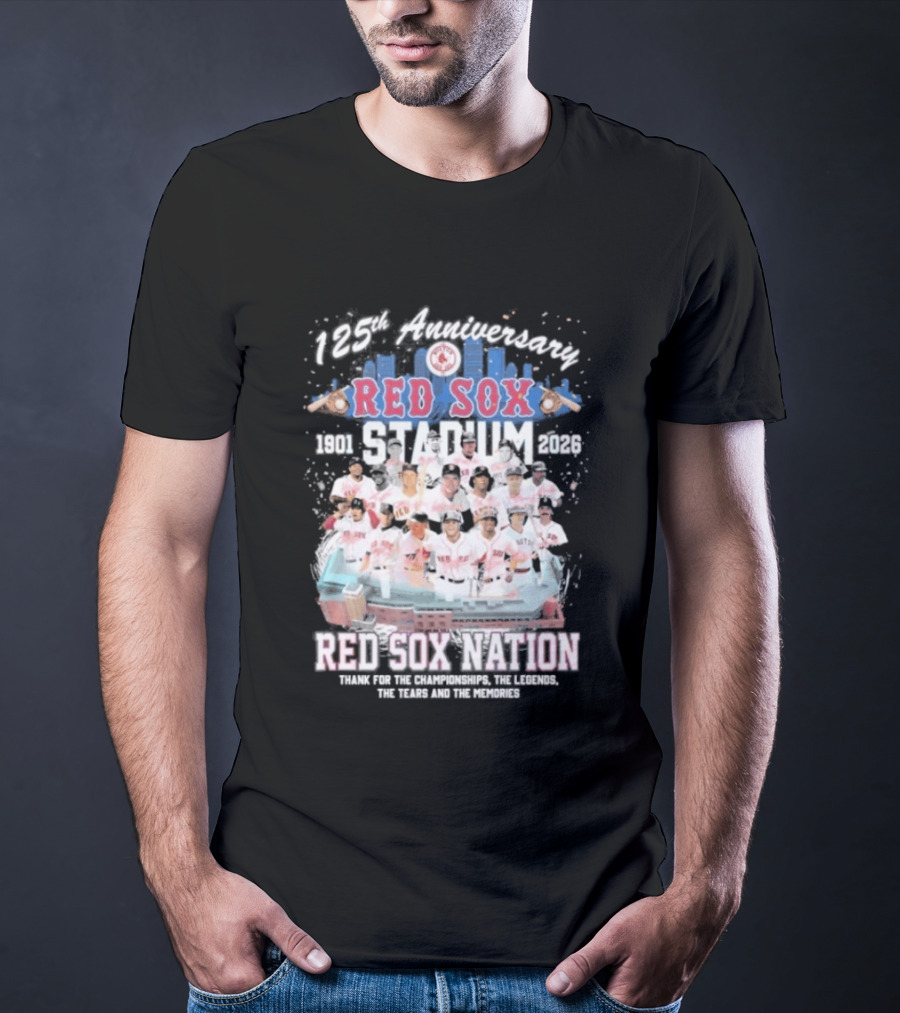 Boston Red Sox 125th Anniversary 1901 2026 Team Tribute Red Sox Nation Fenway Park Baseball T-Shirt