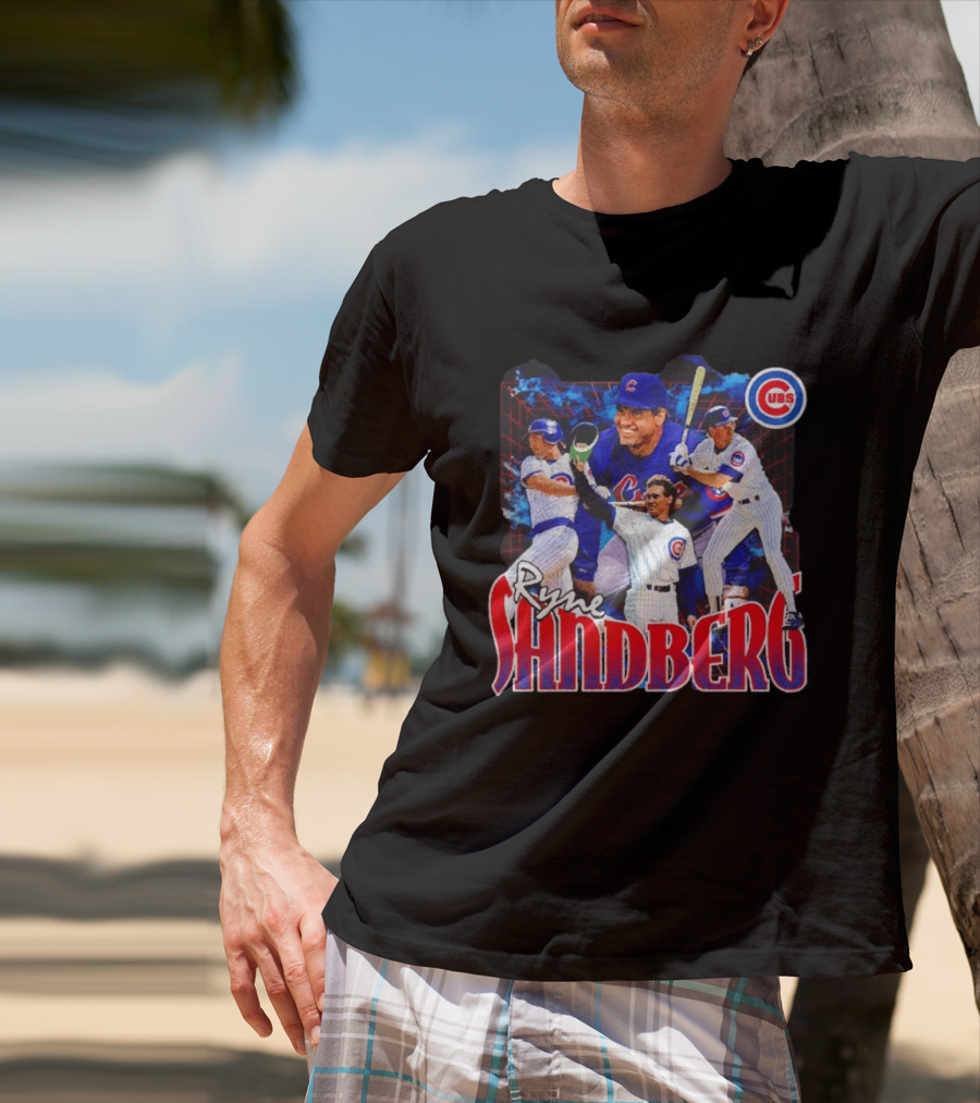 Ryne Sandberg Chicago Cubs MLB Player Collage T-Shirt