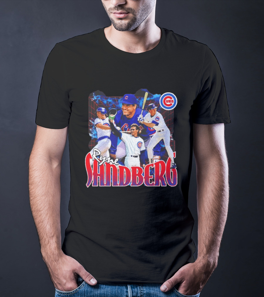 Ryne Sandberg Chicago Cubs MLB Player Collage T-Shirt