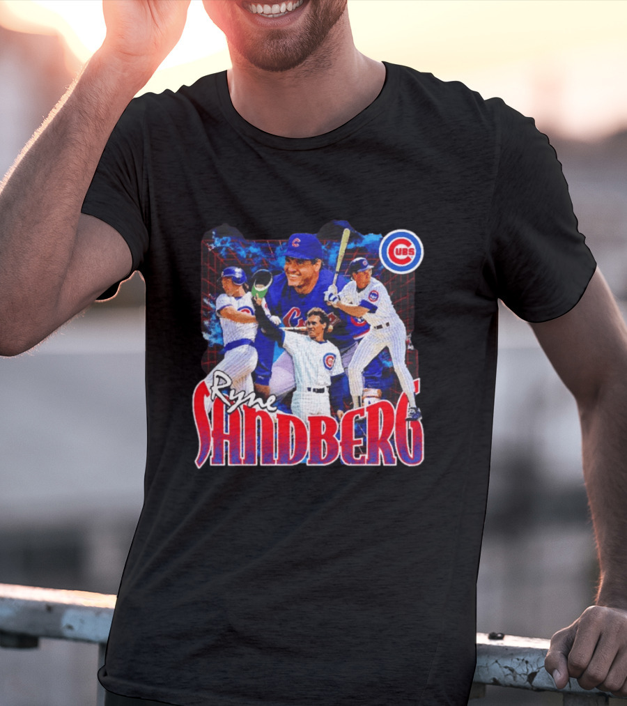 Ryne Sandberg Chicago Cubs MLB Player Collage T-Shirt