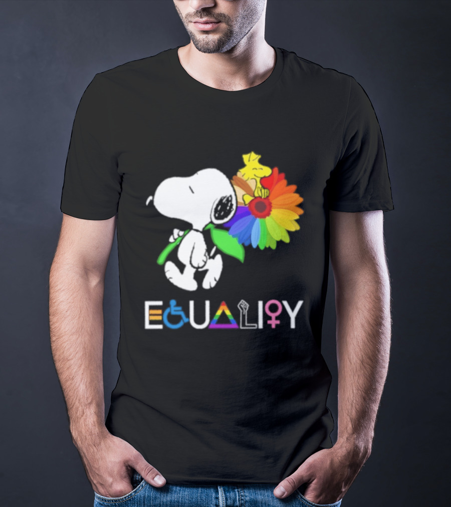 Snoopy Flower Equality Rainbow LGBTQ+ Inclusivity T-Shirt