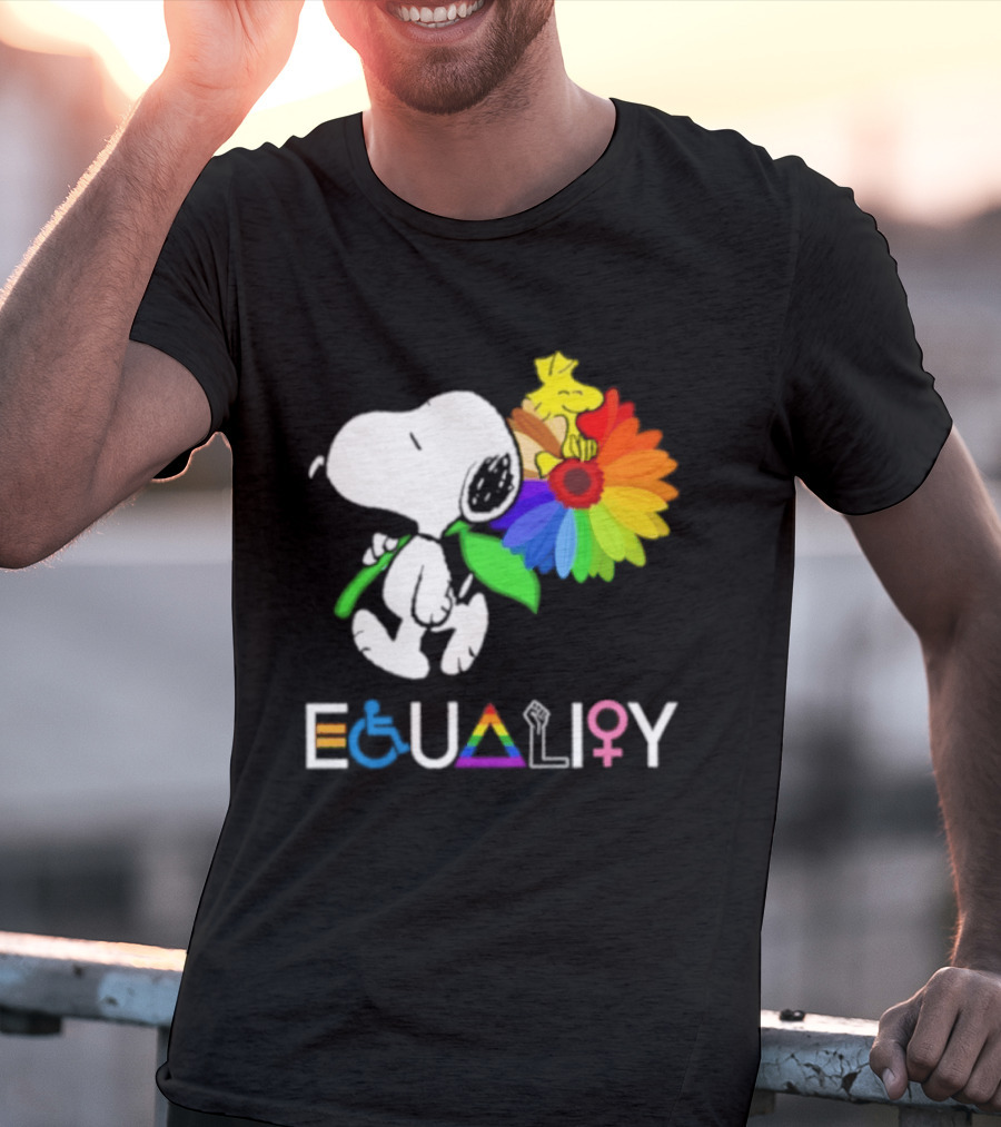 Snoopy Flower Equality Rainbow LGBTQ+ Inclusivity T-Shirt