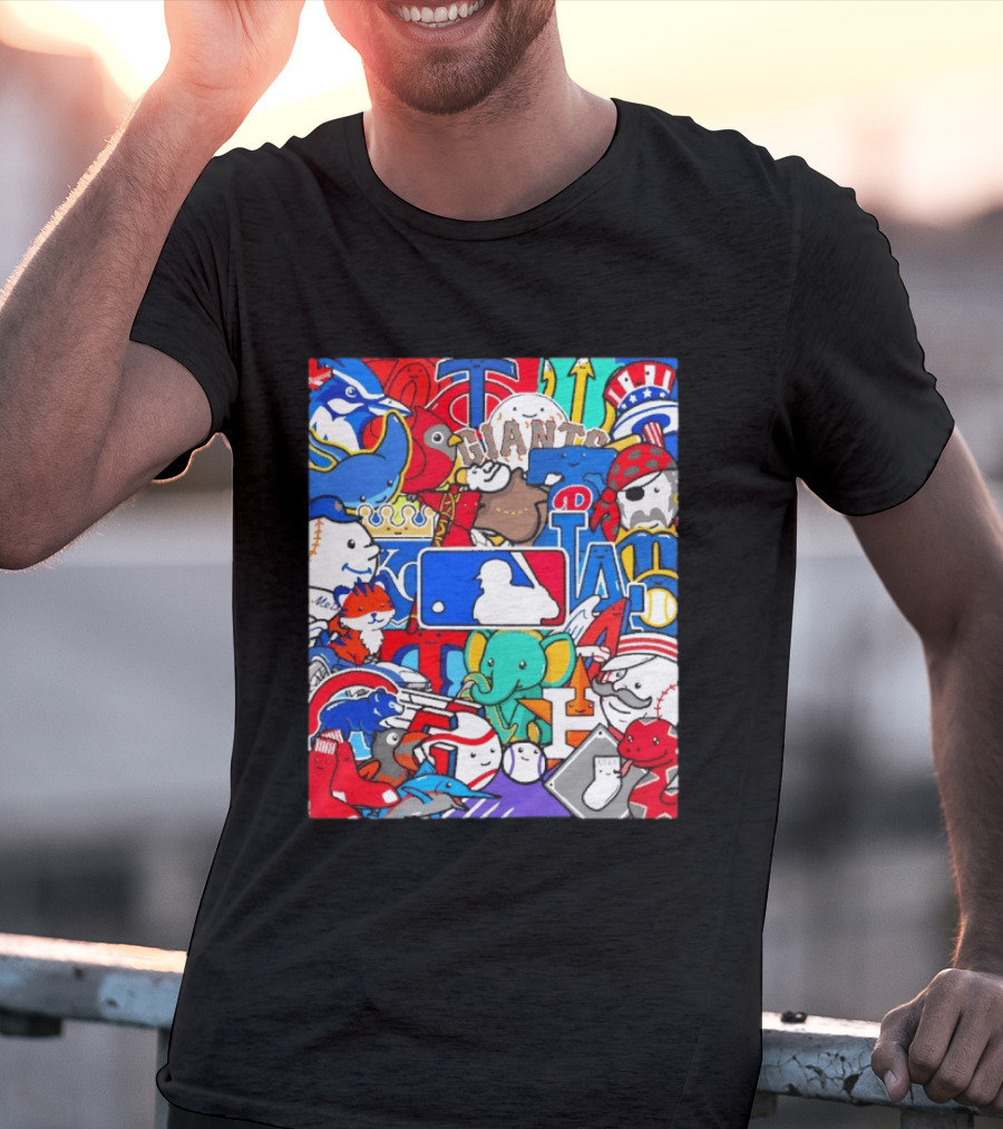 Happy Opening Day 2026 MLB Team Mascots Giants Royals Nationals Phillies Pirates T-Shirt