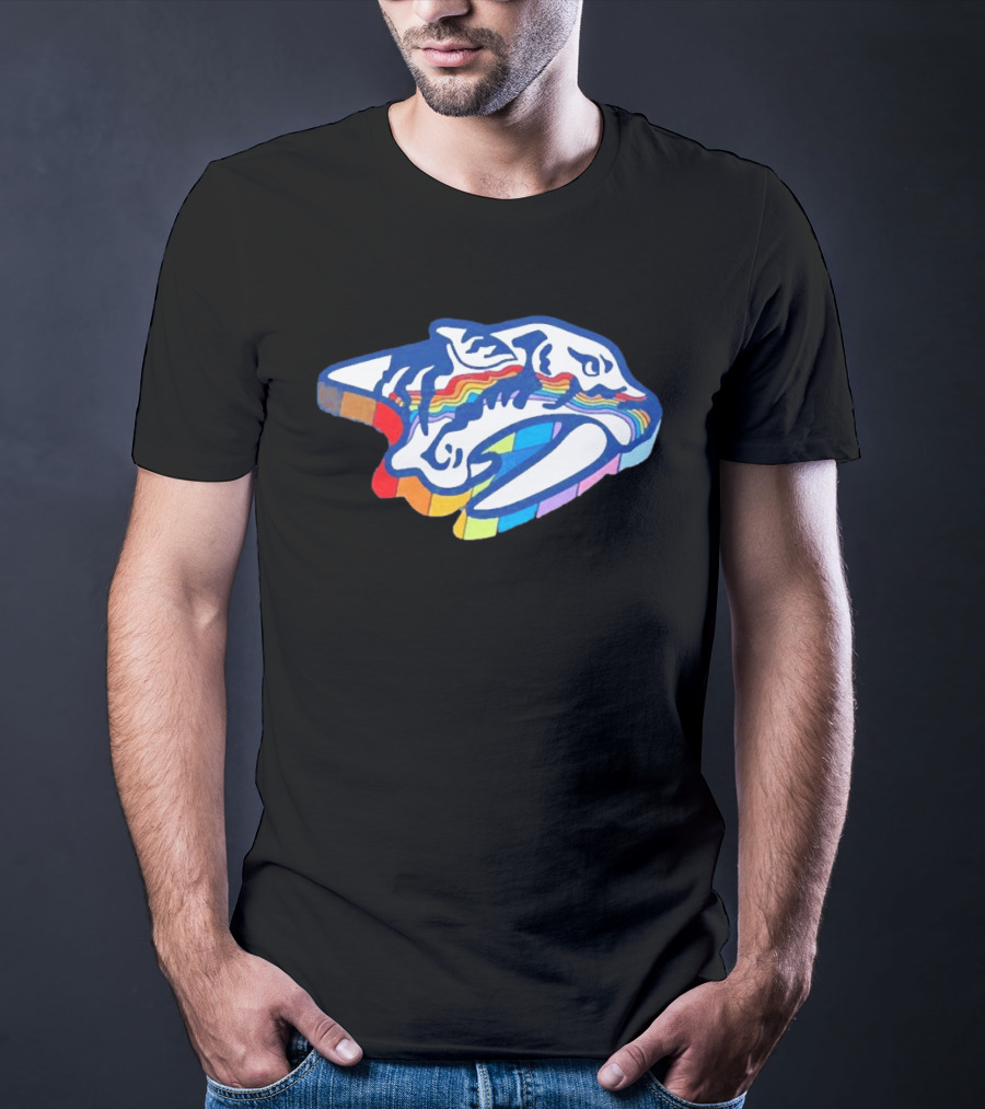 Nashville Predators Rainbow Pride Hockey Team LGBTQIA+ Support T-Shirt