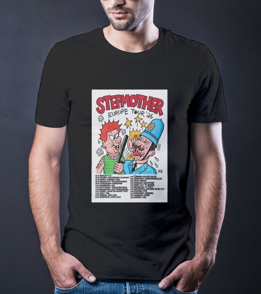 Stepmother Europe Tour 2026 Cartoon Punk Rock Dates And Locations T-Shirt