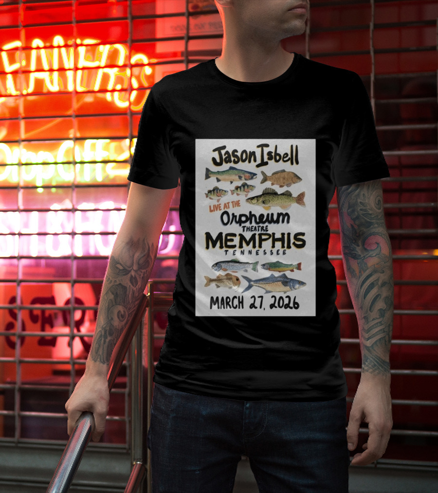 Jason Isbell Live At The Orpheum Theatre Memphis Tennessee March 27 2026 Fish Illustrations T-Shirt