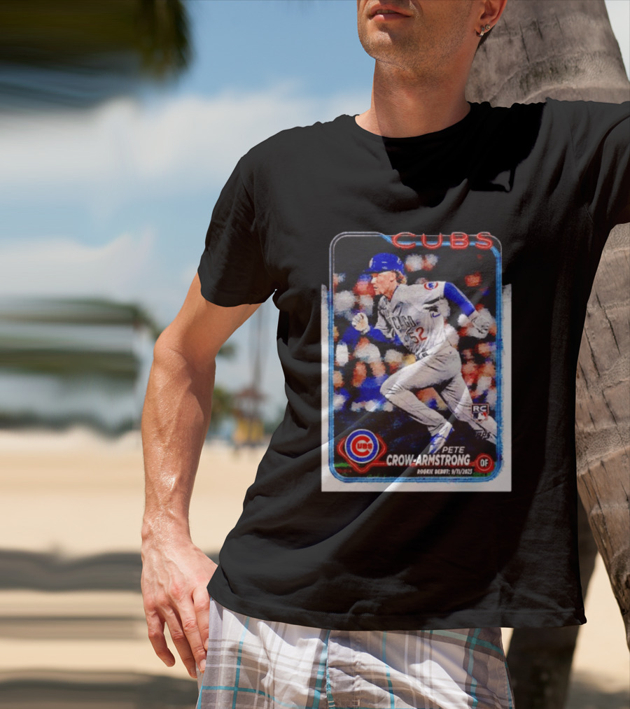 Pete Crow Armstrong Chicago Cubs Rookie Debut 9/11/2023 Topps Baseball Card T-Shirt