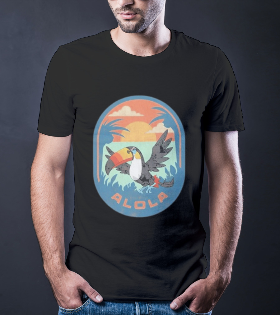 Alola Pokémon Toucan Tropical Sunset Scene T-Shirt