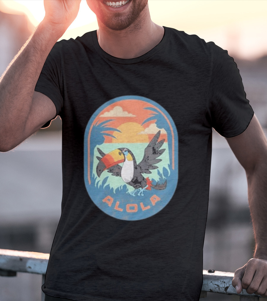 Alola Pokémon Toucan Tropical Sunset Scene T-Shirt