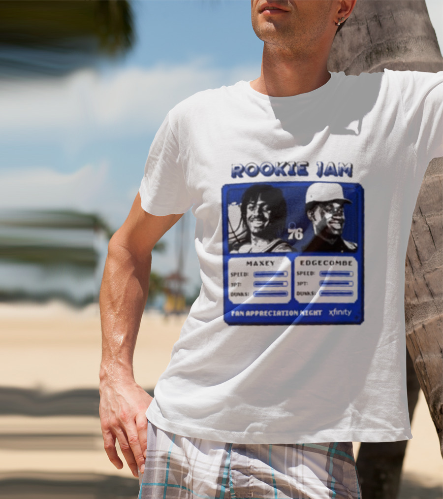 Rookie Jam Philadelphia 76ers Maxey Edgecombe Stats Display T-Shirt
