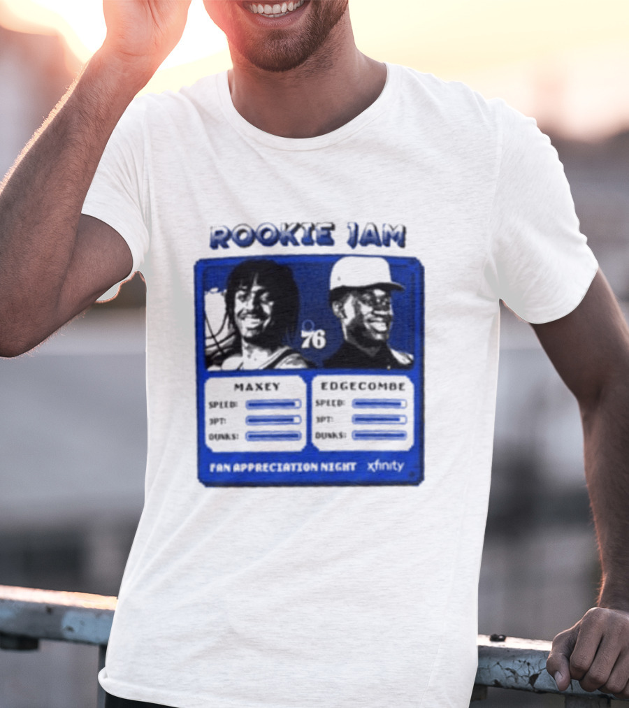 Rookie Jam Philadelphia 76ers Maxey Edgecombe Stats Display T-Shirt