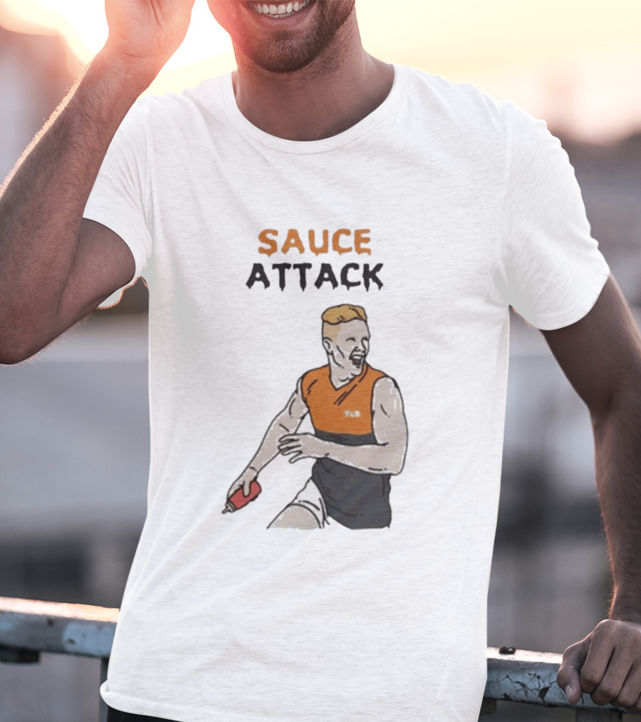 Sauce Attack Giants Edition Australian Rules Football Fan T-Shirt