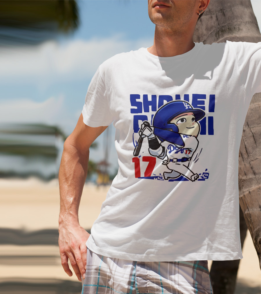 Shohei Ohtani Los Angeles Dodgers Cartoon Major League Baseball Number 17 T-Shirt