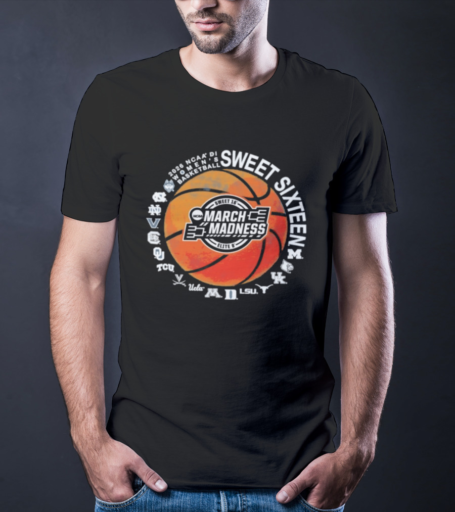 2026 NCAA DI Women's Basketball March Madness Sweet Sixteen Tournament Teams T-Shirt