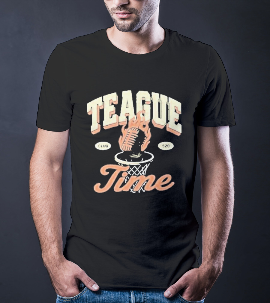 Teague Time Basketball Flaming Ball Hoop Club 520 T-Shirt