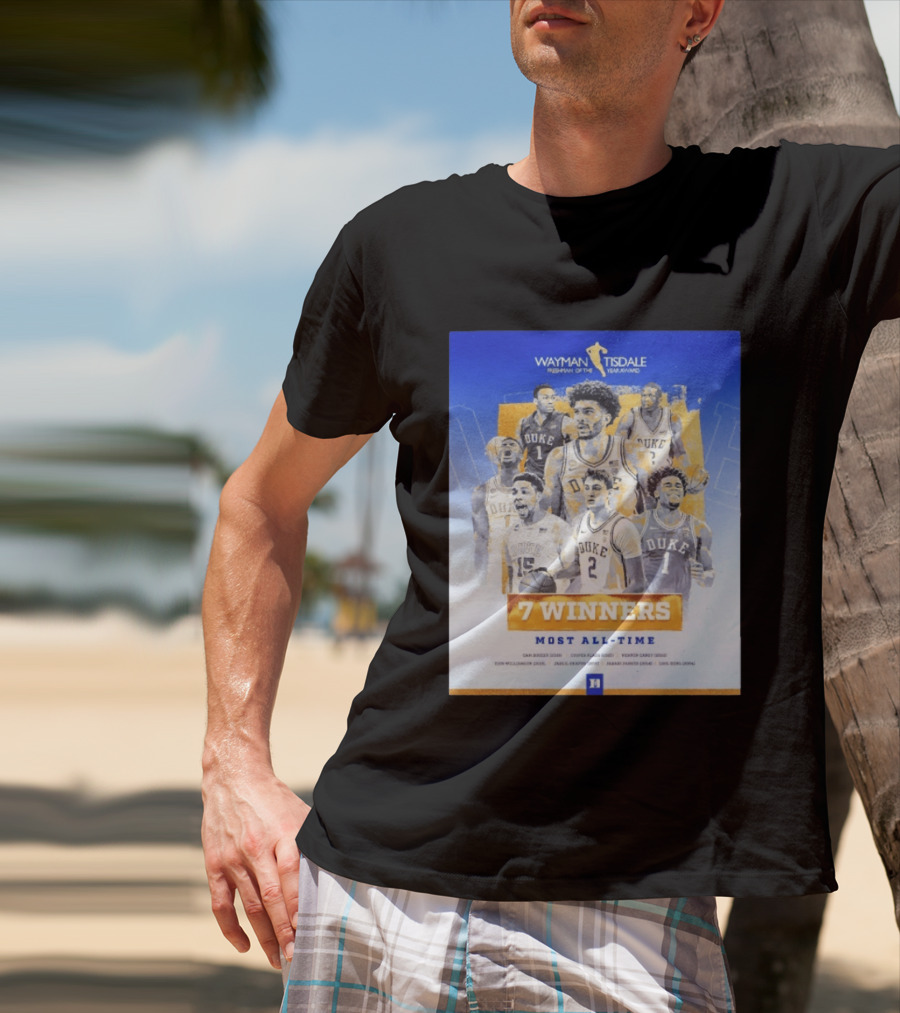 Wayman Tisdale Freshman Of The Year Award Duke Blue Devils 7 Winners Most All Time T-Shirt