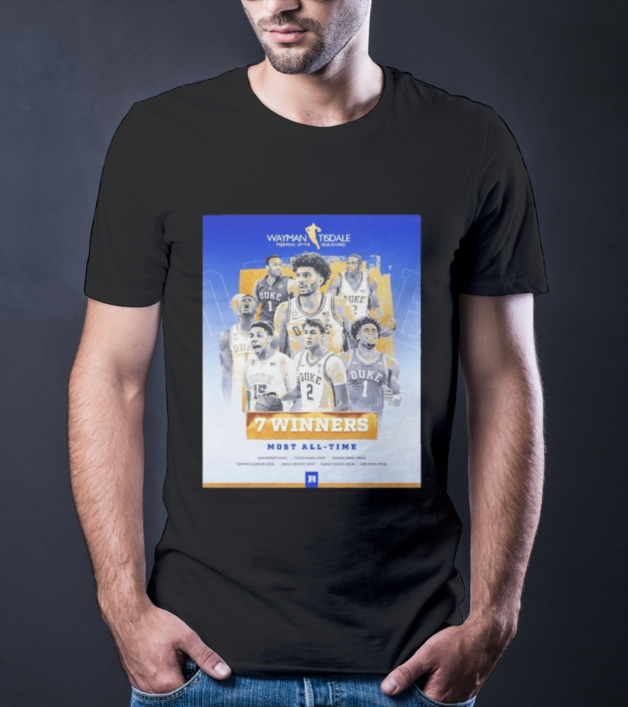 Wayman Tisdale Freshman Of The Year Award Duke Blue Devils 7 Winners Most All Time T-Shirt