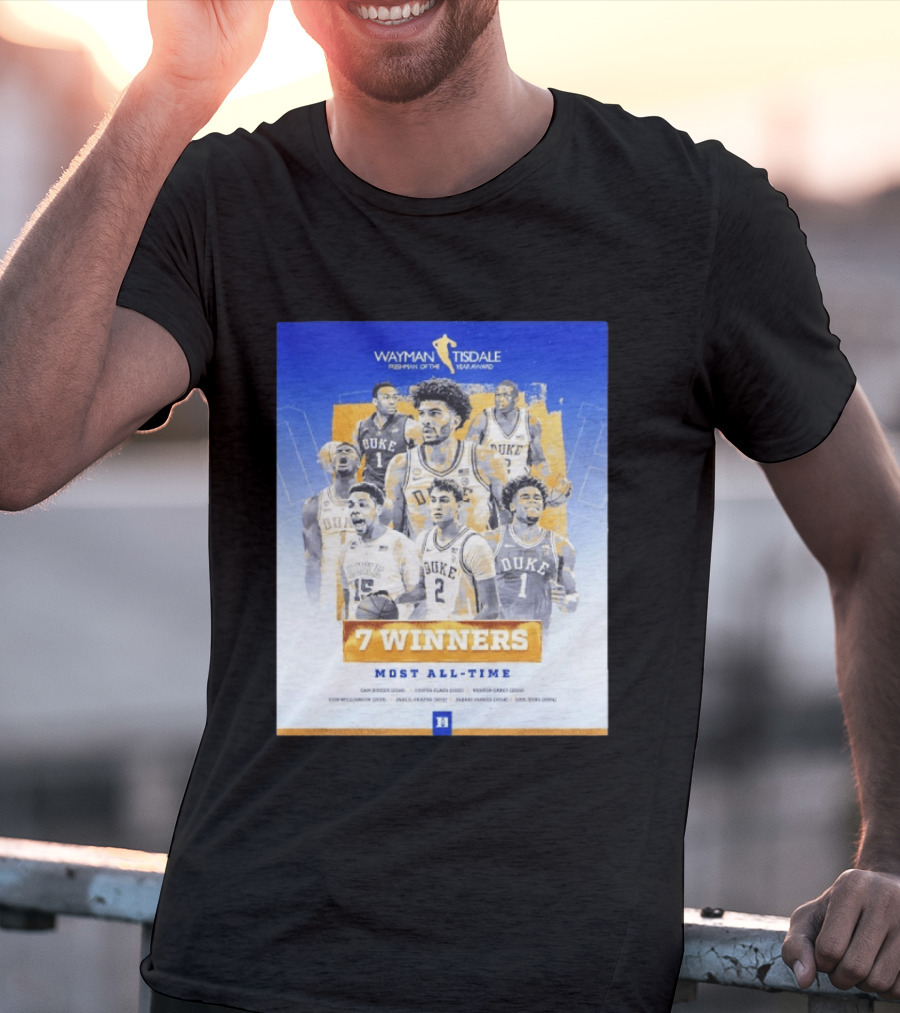 Wayman Tisdale Freshman Of The Year Award Duke Blue Devils 7 Winners Most All Time T-Shirt