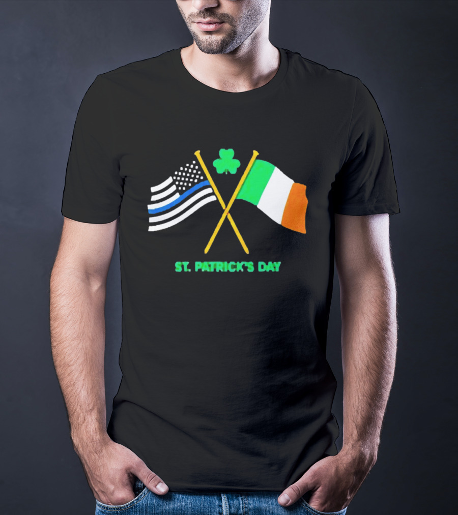 St. Patrick's Day American And Irish Flag Shamrock Celebration T-Shirt