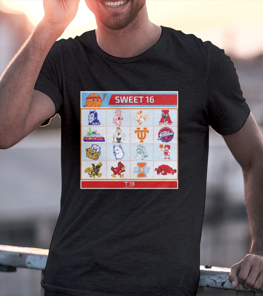 Sweet 16 NCAA Tournament 2026 Throwback Teams Duke Arizona Illinois T-Shirt
