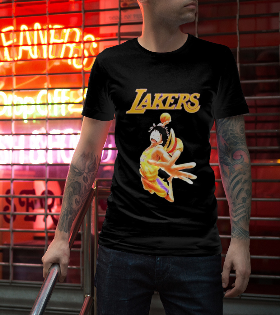 One Piece Luffy Basketball Lakers Crossover Collaboration T-Shirt