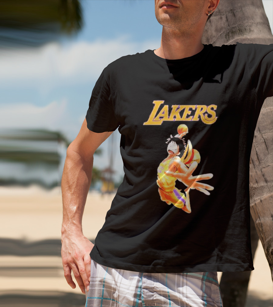 One Piece Luffy Basketball Lakers Crossover Collaboration T-Shirt