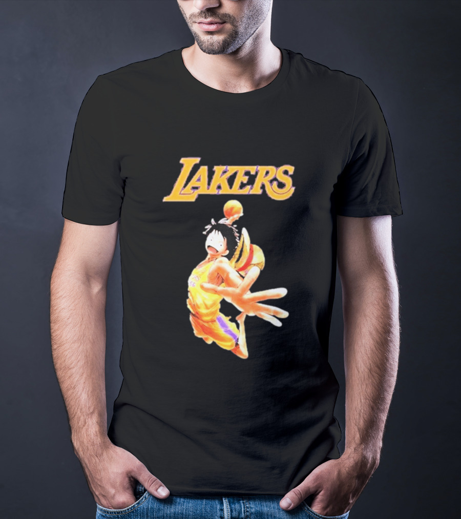 One Piece Luffy Basketball Lakers Crossover Collaboration T-Shirt