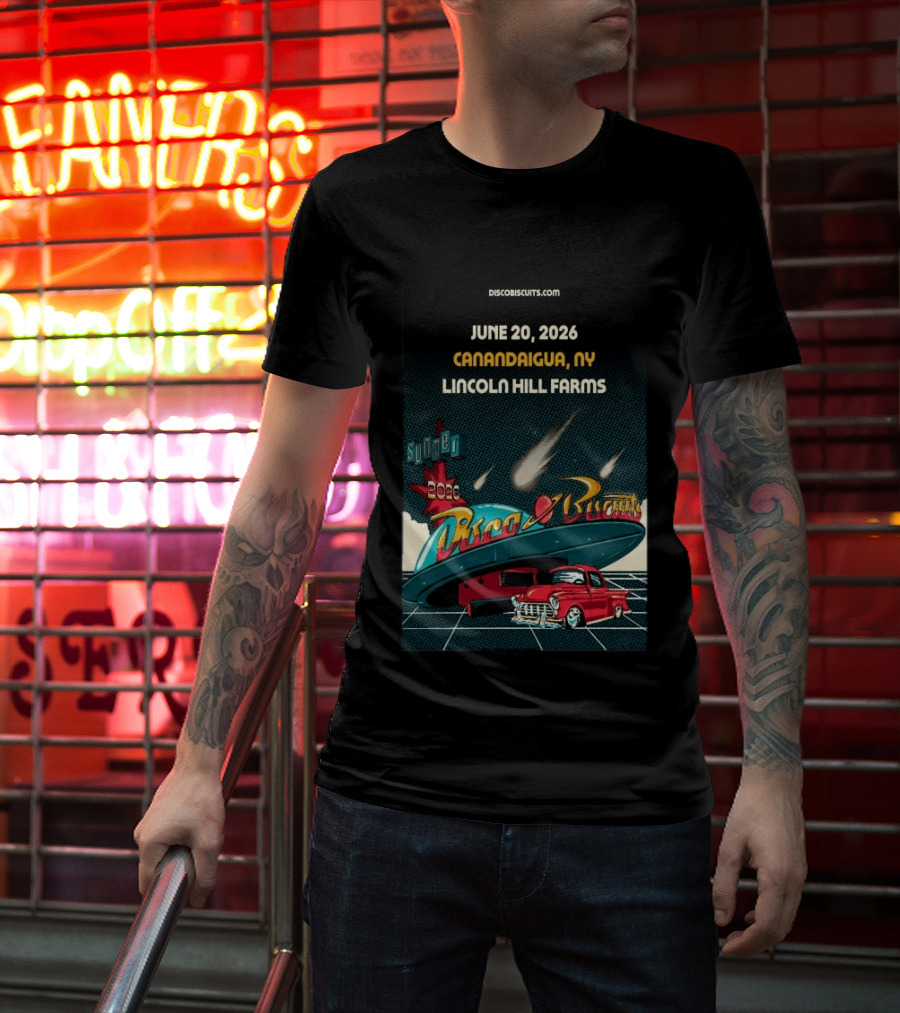 Disco Biscuits June 20 2026 Canandaigua NY Lincoln Hill Farms Summer Tour T-Shirt