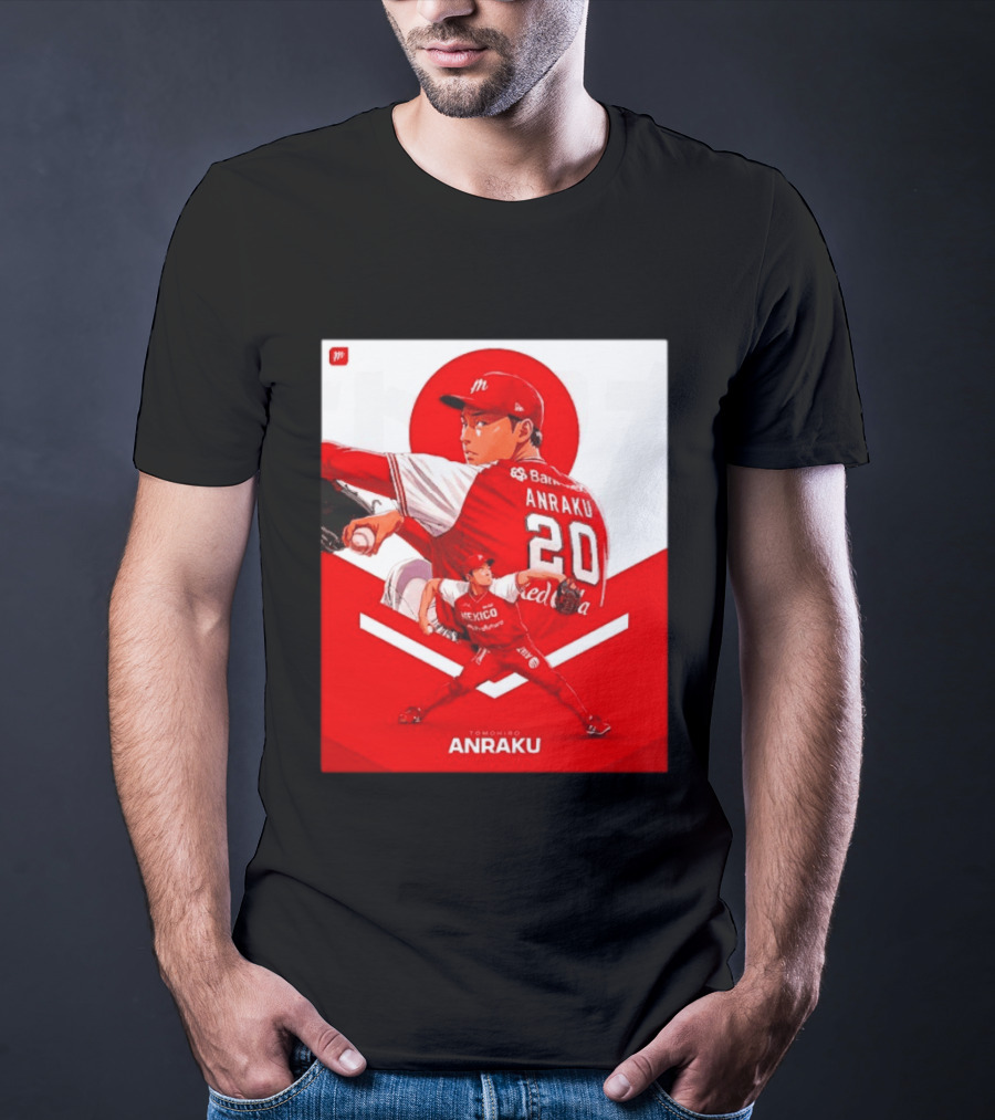 Tomohiro Anraku Diablos Rojos México Baseball Pitcher 20 Red Uniform T-Shirt