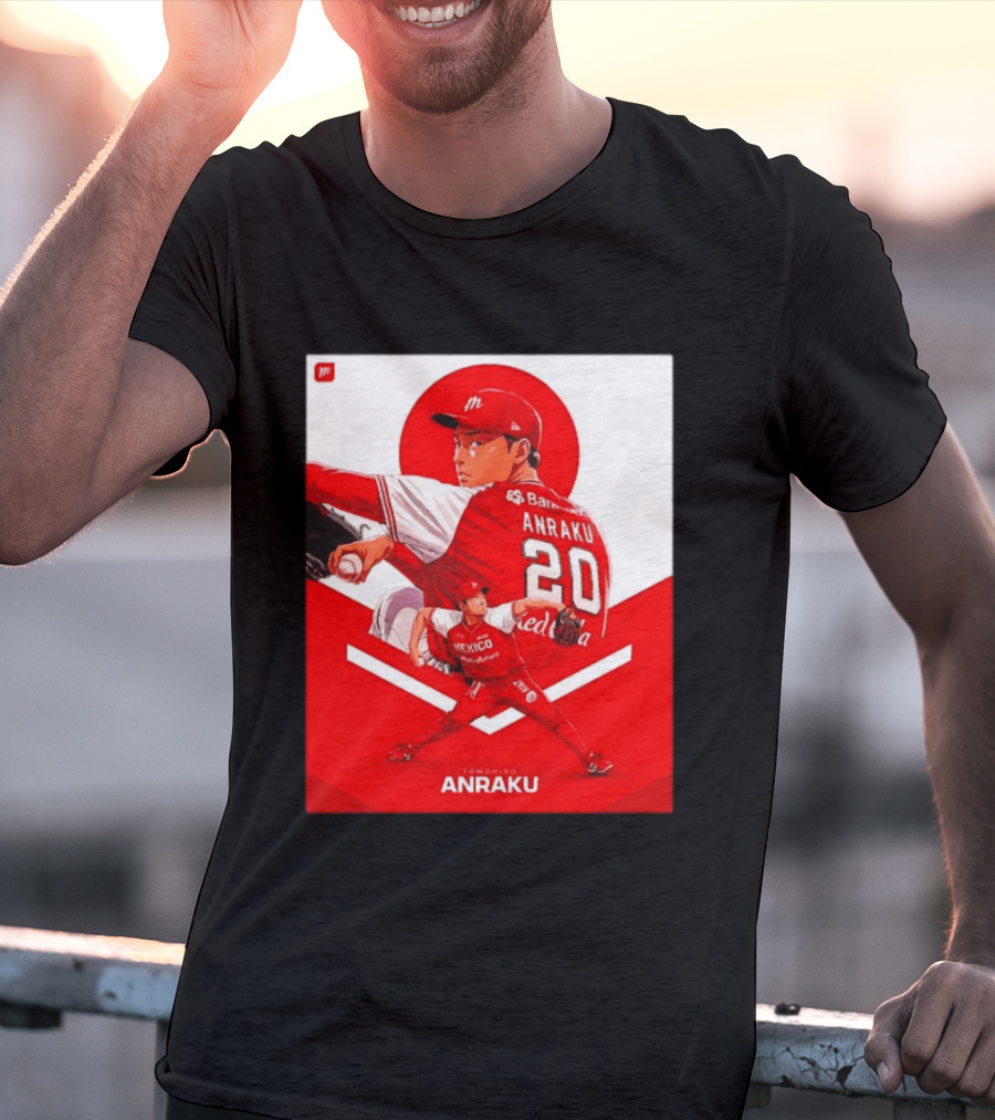 Tomohiro Anraku Diablos Rojos México Baseball Pitcher 20 Red Uniform T-Shirt