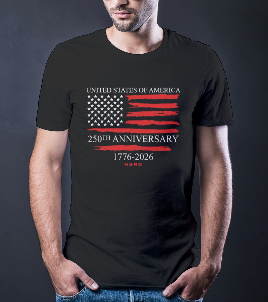 United States Of America 250th Anniversary 1776 2026 With US Flag Hero T-Shirt