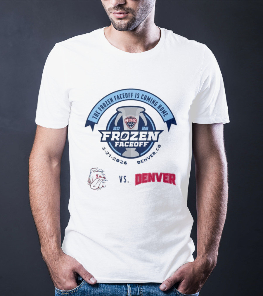NCHC Frozen Faceoff 2026 Denver Vs Minnesota Duluth Hockey Matchup March 21 T-Shirt