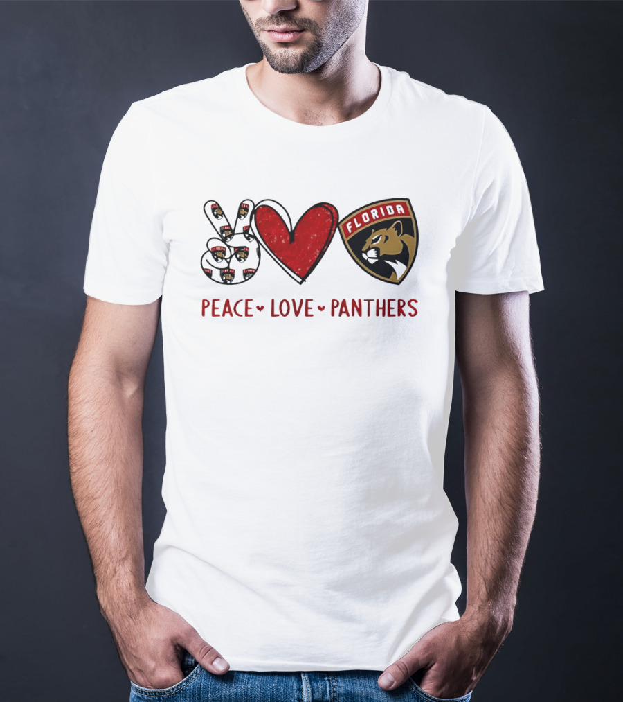Peace Heart Florida Panthers NHL Fan Gear T-Shirt