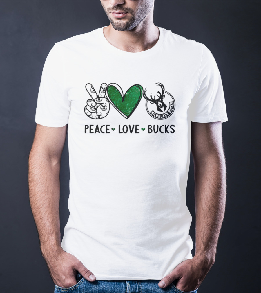Peace Love Milwaukee Bucks NBA Basketball Team Fan T-Shirt