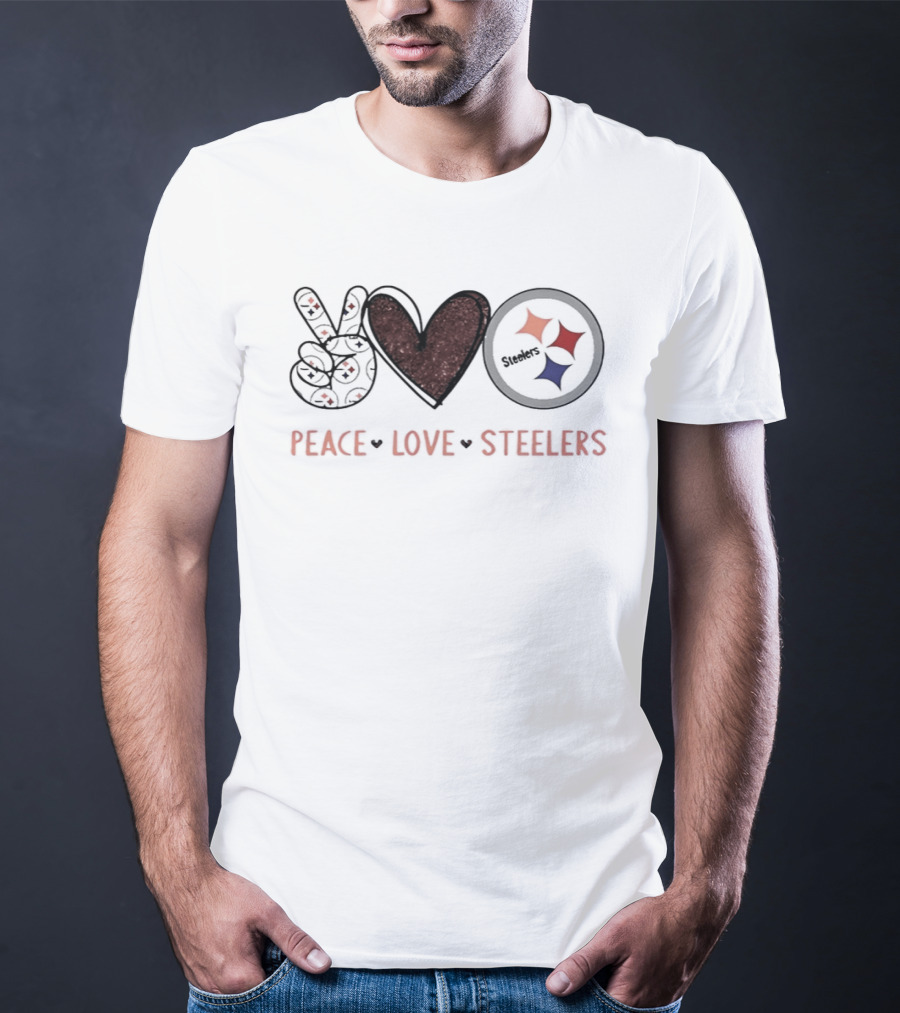 Peace Love Steelers NFL Team Symbol Fan T-Shirt