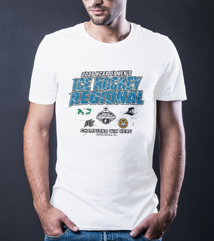 2026 NCAA DI Men's Ice Hockey Regional Championship Sioux Falls Champions Win Here T-Shirt