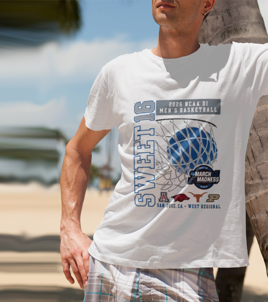 Sweet 16 March Madness 2026 NCAA DI Men's Basketball Tournament San Jose CA West Regional T-Shirt