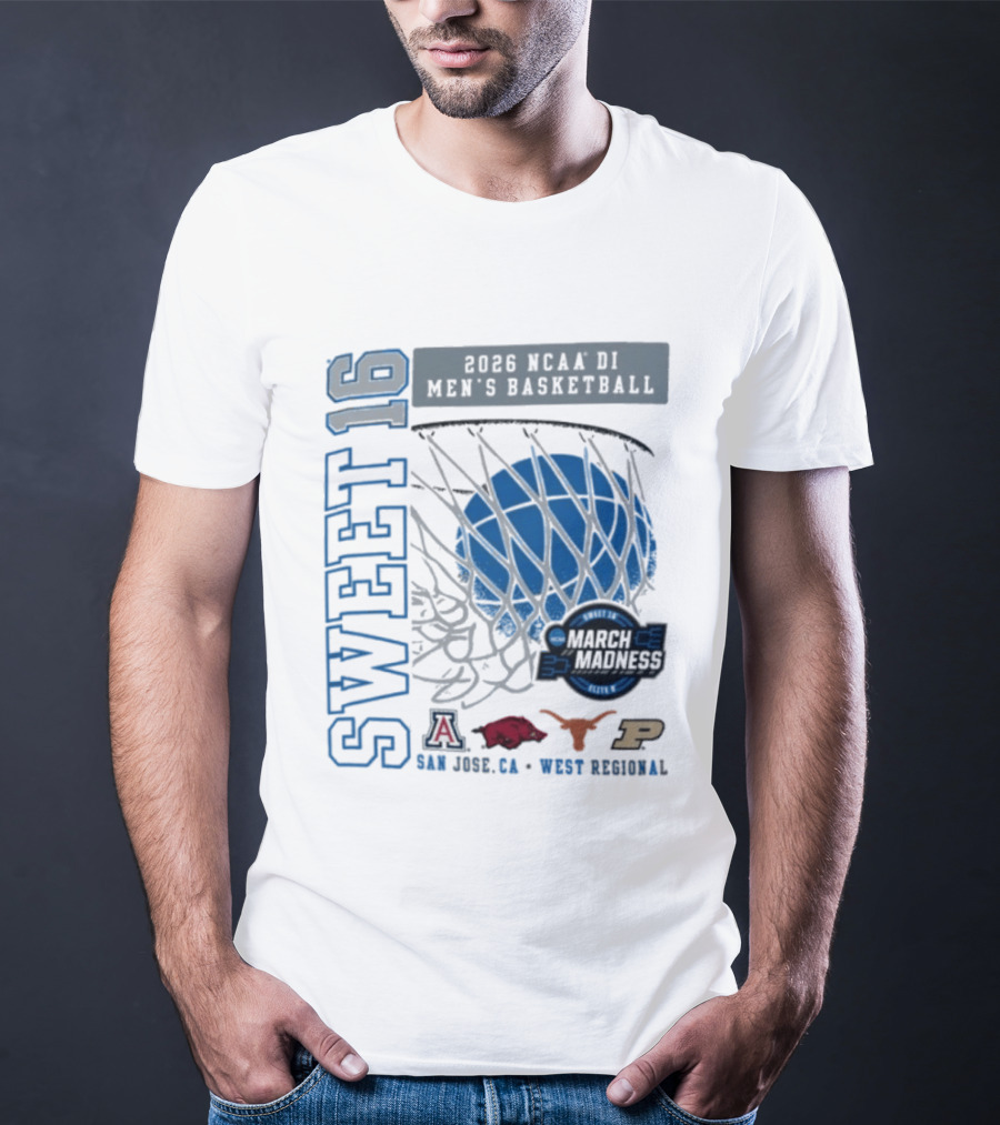 Sweet 16 March Madness 2026 NCAA DI Men's Basketball Tournament San Jose CA West Regional T-Shirt