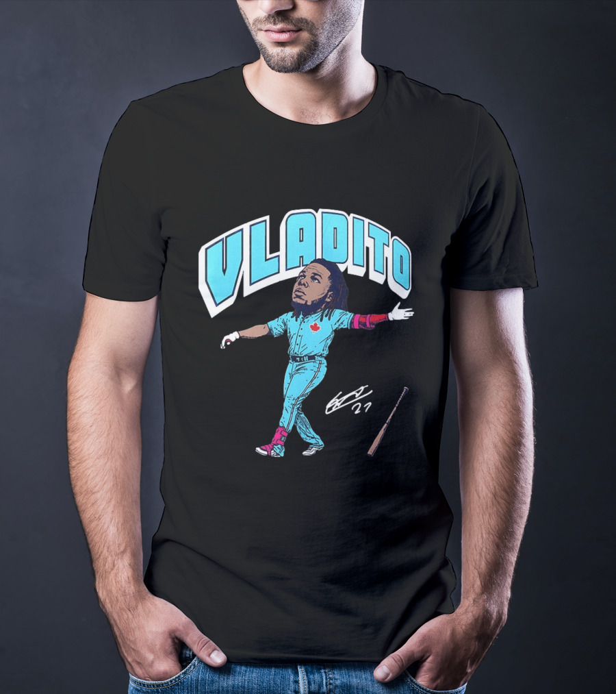 Vladito Vladimir Guerrero Jr. Toronto Blue Jays Caricature Baseball Card 27 T-Shirt