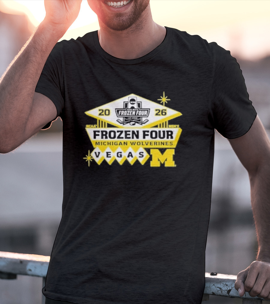 2026 NCAA Men's Ice Hockey Frozen Four Michigan Wolverines Vegas T-Shirt
