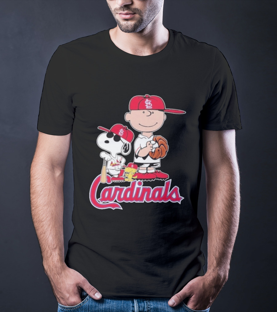 St. Louis Cardinals Peanuts Snoopy Charlie Brown Woodstock Baseball T-Shirt